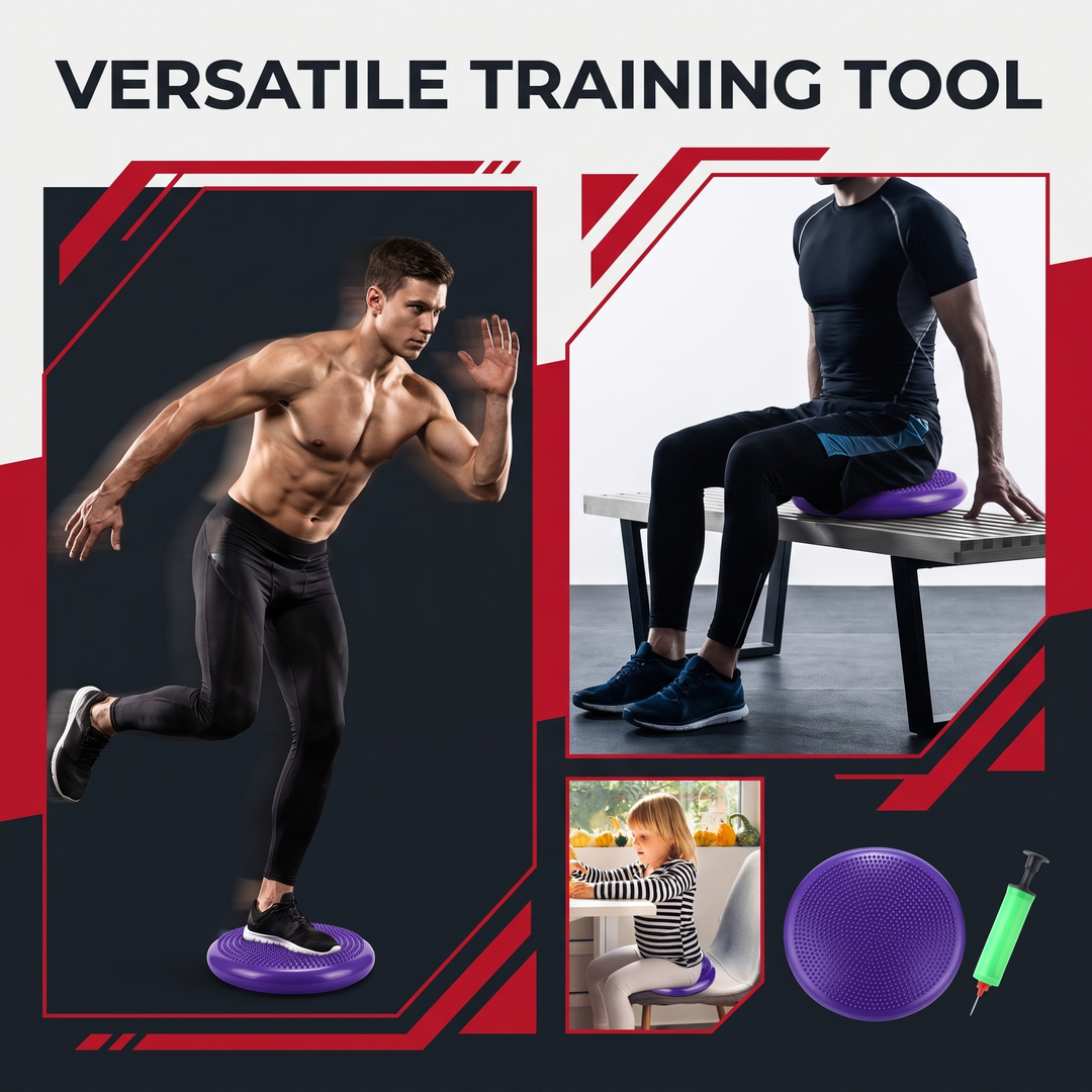 Professional Inflatable Balance Pad Anti-Burst Massage Cushion Stability Disc Yoga Fitness Balance Board Training Pad for Home Gym Rehabilitation Core Strength Workout - Versatile Training Uses