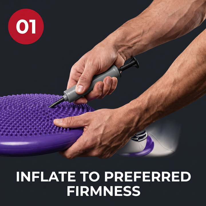 Professional Inflatable Balance Pad Anti-Burst Massage Cushion Stability Disc Yoga Fitness Balance Board Training Pad for Home Gym Rehabilitation Core Strength Workout - How To Inflate Step 1