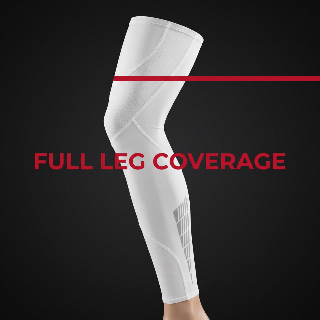 Professional Full Leg Compression Sleeves UV Protection Anti-Slip Long Knee Sleeves for Sports Recovery Circulation Support Pair - Full Leg Coverage Detail