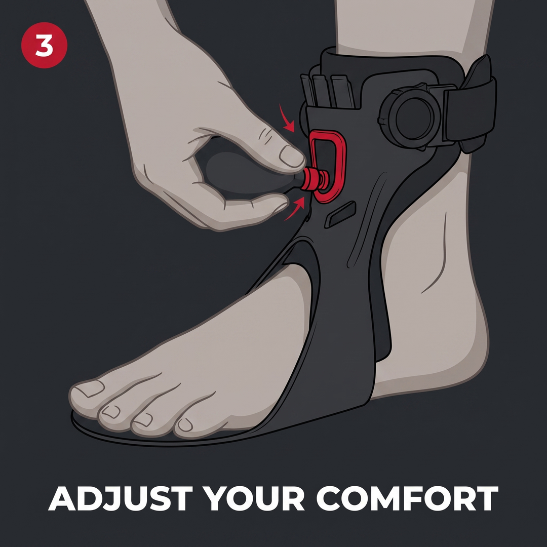 Adjustable Ankle Support Brace — how to wear, step 3