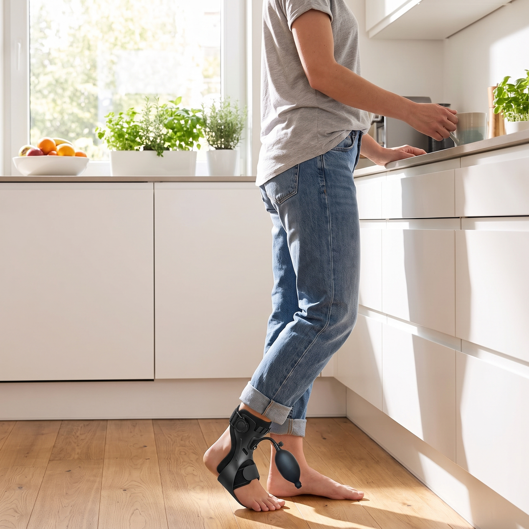 Adjustable Ankle Support Brace — everyday wear in kitchen