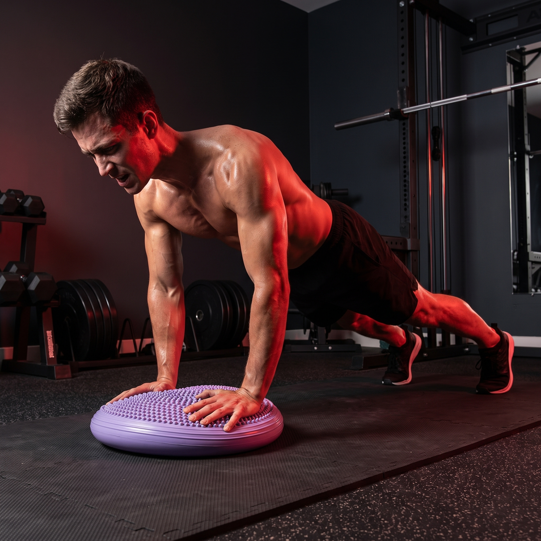 Professional Inflatable Balance Pad Core Stability Trainer Yoga Pilates Fitness Balance Board for Home Gym Rehabilitation Balance Training - plank exercise step 3