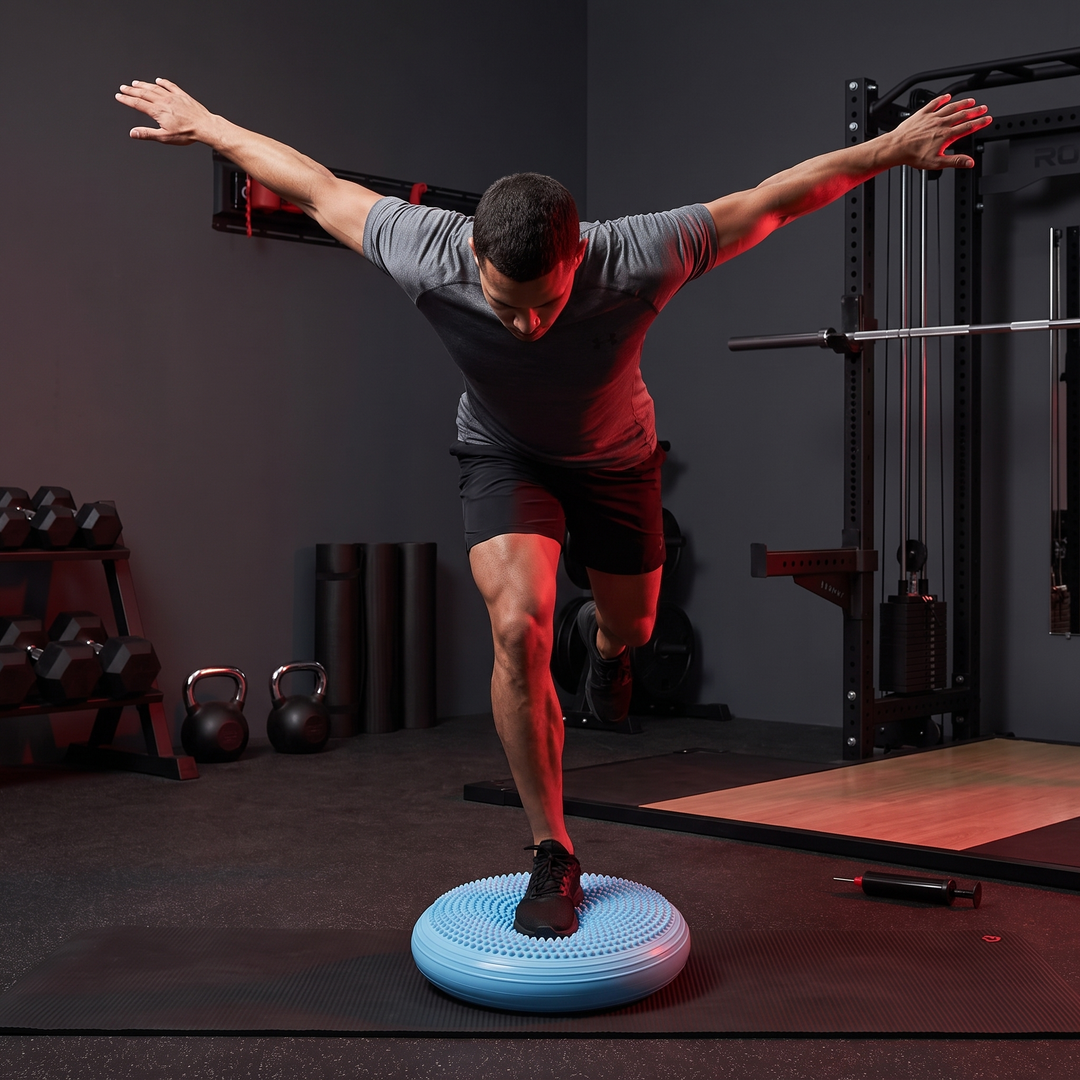 Professional Inflatable Balance Pad Core Stability Trainer Yoga Pilates Fitness Balance Board for Home Gym Rehabilitation Balance Training - home gym lifestyle