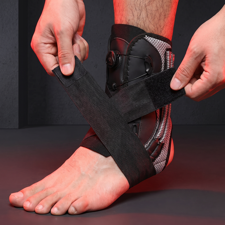 Adjustable Ankle Brace Support Stabilizer - step 2 adjusting the straps