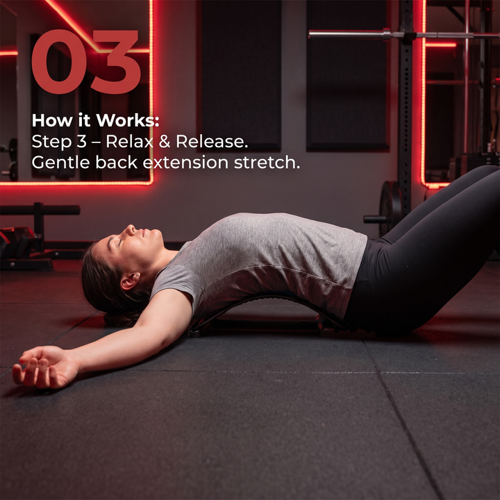 Adjustable Back Stretcher Lumbar Support Massage Pad Spine Decompression Device for Back Pain Relief Muscle Relaxation Home Use - How It Works Step 3