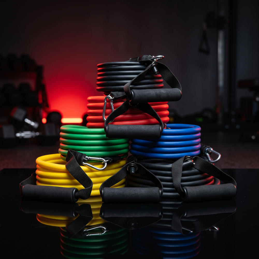 Professional Resistance Bands with Handles Exercise Bands for Strength Training Home Gym Workout Bands for Men Women Fitness Rehabilitation Equipment - Coiled Set Display