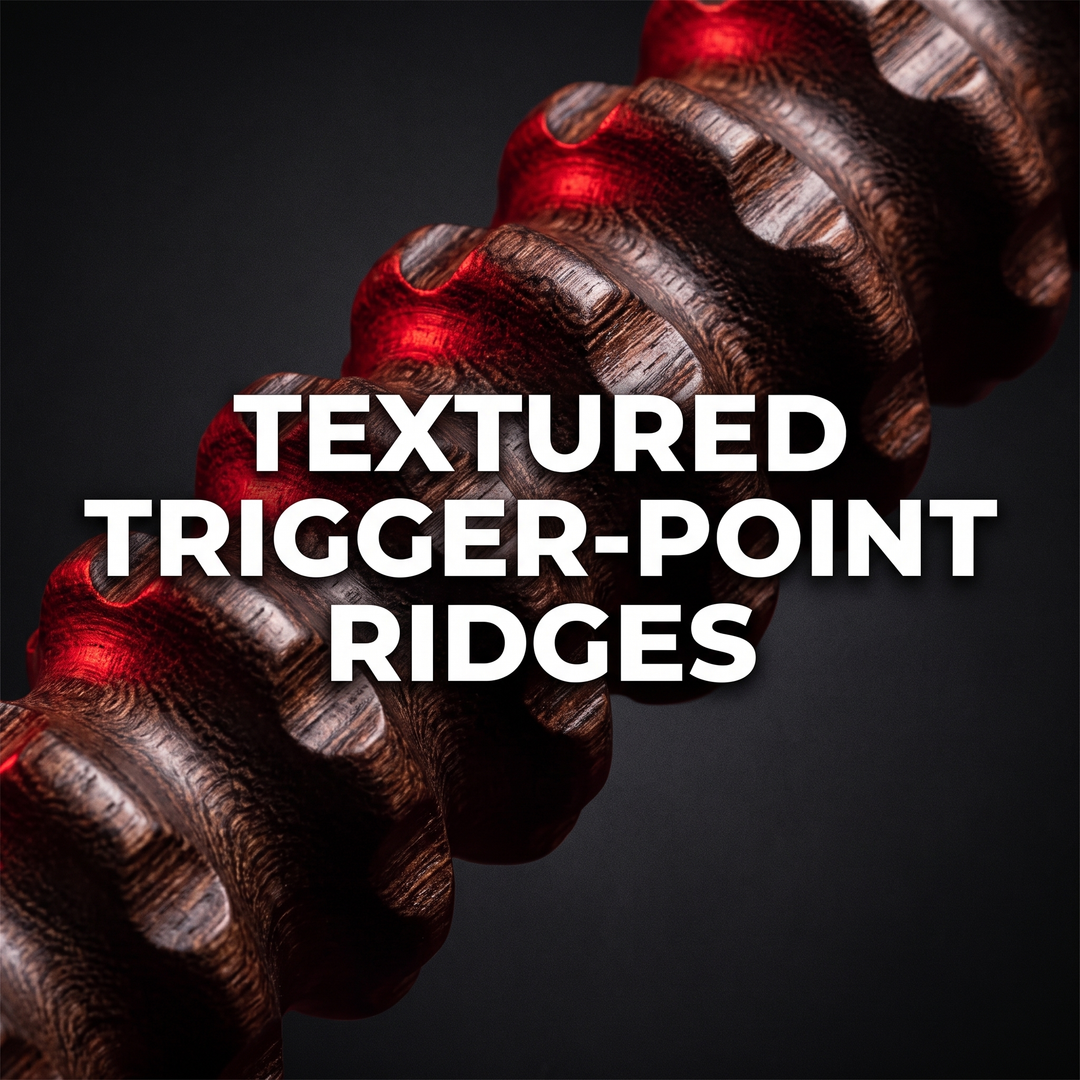 Professional Wooden Muscle Roller Stick with Trigger Point Massage for Back Leg Muscle Soreness Relief Recovery Tool Home Gym - Textured Trigger Point Ridges Detail