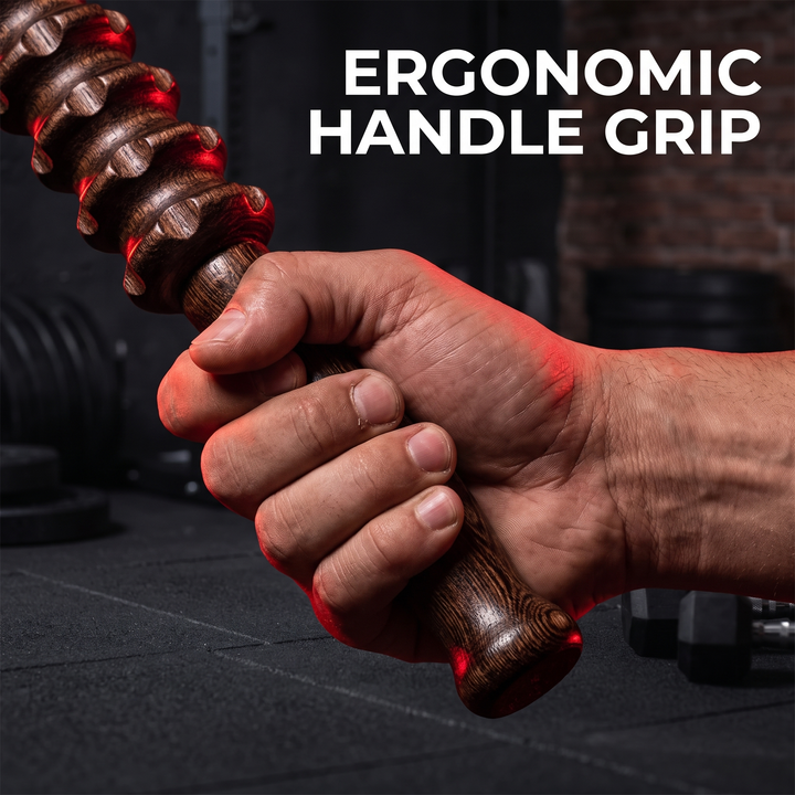 Professional Wooden Muscle Roller Stick with Trigger Point Massage for Back Leg Muscle Soreness Relief Recovery Tool Home Gym - Ergonomic Handle Grip Detail