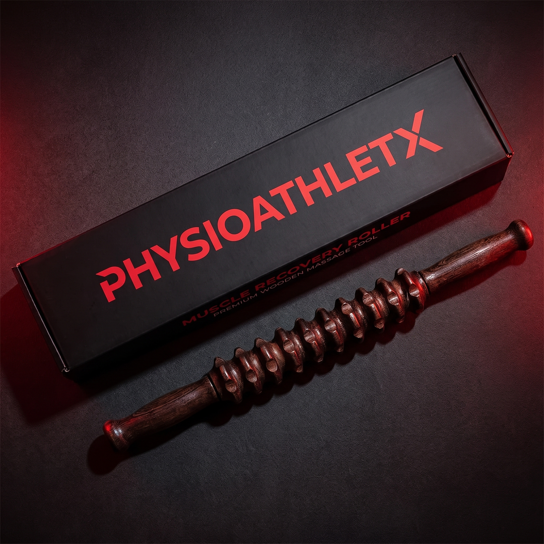Professional Wooden Muscle Roller Stick with Trigger Point Massage for Back Leg Muscle Soreness Relief Recovery Tool Home Gym - Packaging Flat Lay