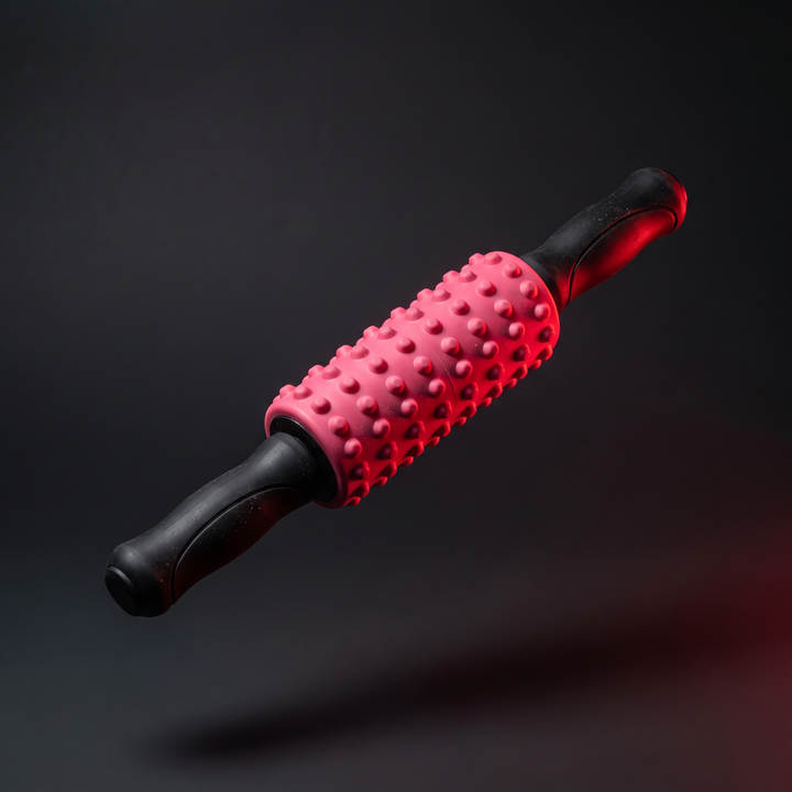Professional Massage Stick Double Row Roller Muscle Relaxation Tool Trigger Point Relief Deep Tissue Body Massager for Home Gym Recovery Physiotherapy - Pink Single Row Variant
