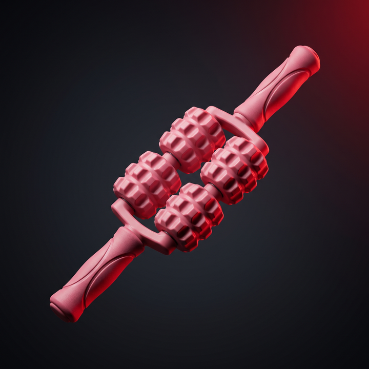 Professional Massage Stick Double Row Roller Muscle Relaxation Tool Trigger Point Relief Deep Tissue Body Massager for Home Gym Recovery Physiotherapy - Pink Double Row Variant