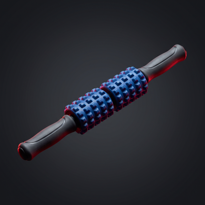 Professional Massage Stick Double Row Roller Muscle Relaxation Tool Trigger Point Relief Deep Tissue Body Massager for Home Gym Recovery Physiotherapy - Blue Double Row Variant