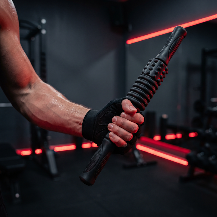 Professional Massage Stick Double Row Roller Muscle Relaxation Tool Trigger Point Relief Deep Tissue Body Massager for Home Gym Recovery Physiotherapy - Ergonomic Handle Grip