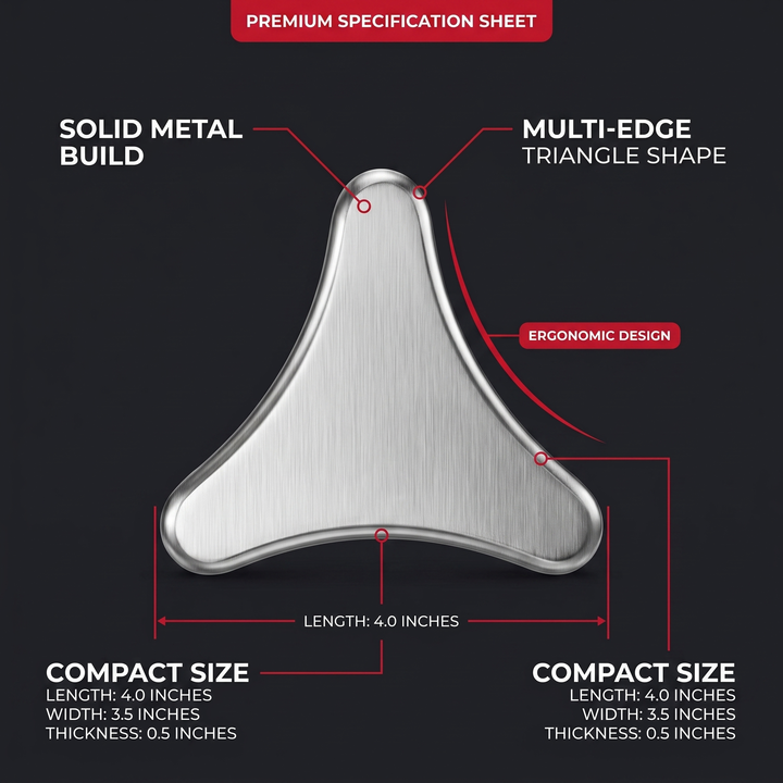 Professional Triangle Trigger Point Massage Tool Metal Muscle Scraper Deep Tissue Acupressure Full Body Muscle Relief Recovery Physiotherapy Fitness Tool