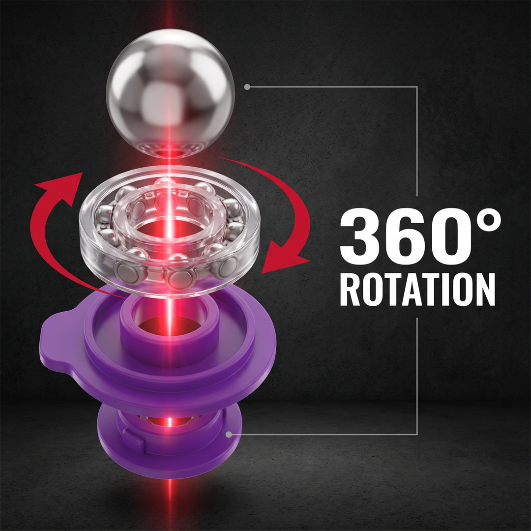 Ergonomic 360° Rotating Body Massager 9 Steel Ball Roller Full Body Muscle Relief Tool Silicone Grip Abdomen Leg Back Massage Recovery - 360 Degree Rotation Mechanism Detail