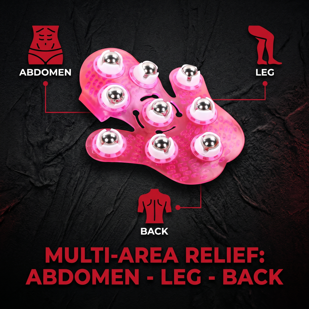 Ergonomic 360° Rotating Body Massager 9 Steel Ball Roller Full Body Muscle Relief Tool Silicone Grip Abdomen Leg Back Massage Recovery - Multi-Area Use Abdomen Leg Back Infographic