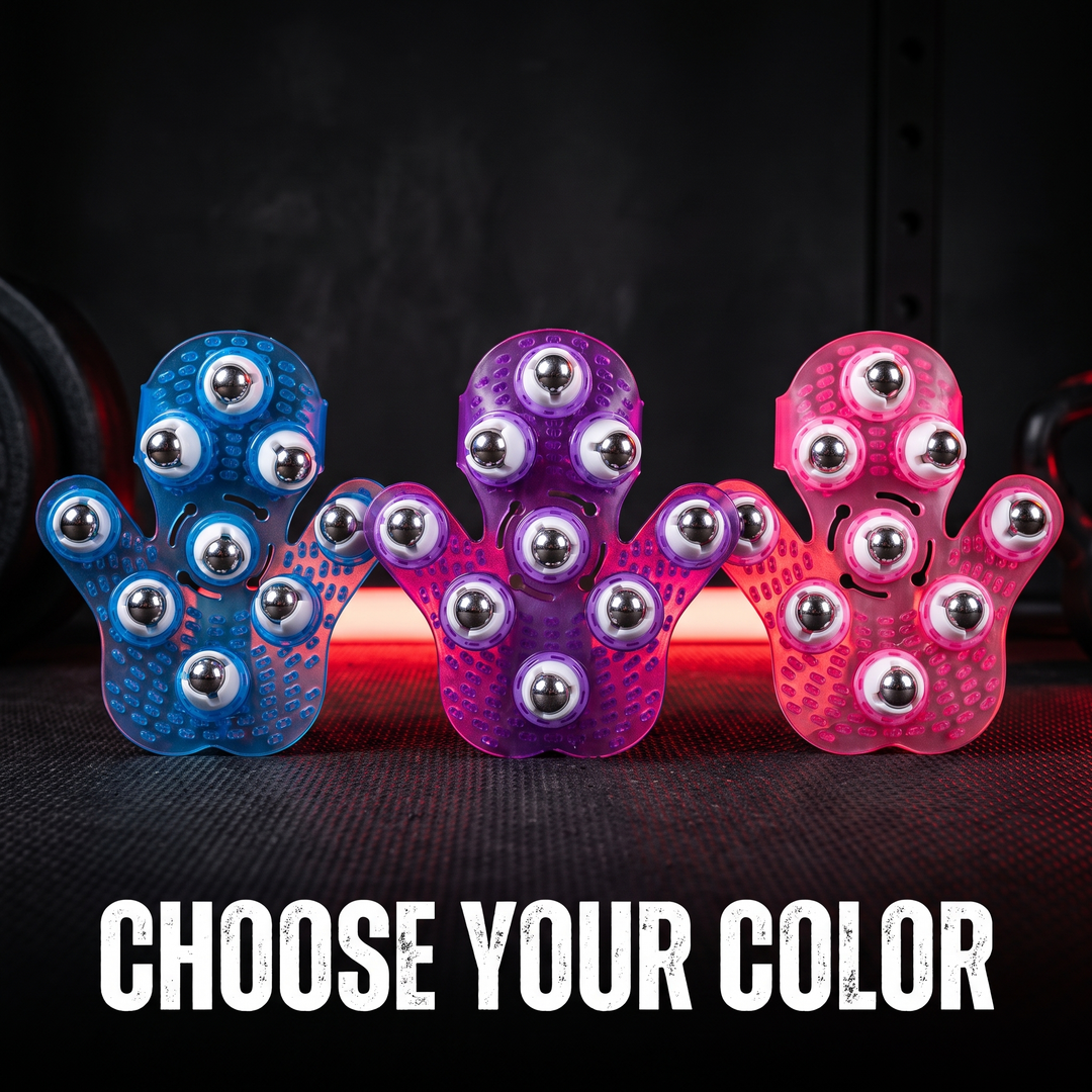 Ergonomic 360° Rotating Body Massager 9 Steel Ball Roller Full Body Muscle Relief Tool Silicone Grip Abdomen Leg Back Massage Recovery - Color Lineup Blue Purple Pink