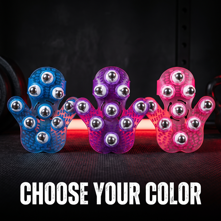 Ergonomic 360° Rotating Body Massager 9 Steel Ball Roller Full Body Muscle Relief Tool Silicone Grip Abdomen Leg Back Massage Recovery - Color Lineup Blue Purple Pink