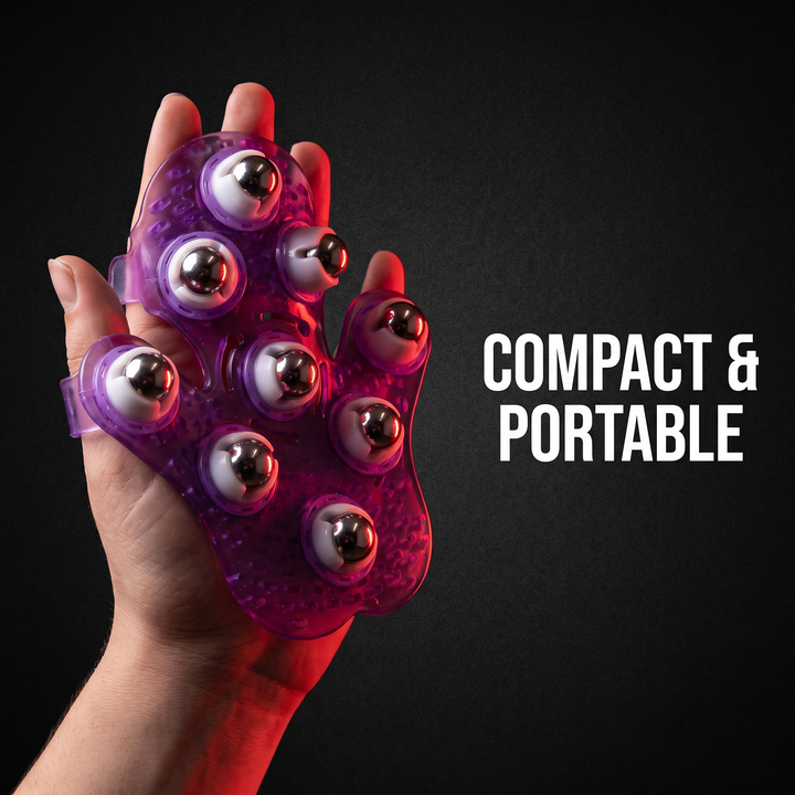 Ergonomic 360° Rotating Body Massager 9 Steel Ball Roller Full Body Muscle Relief Tool Silicone Grip Abdomen Leg Back Massage Recovery - Compact Portable Scale Shot