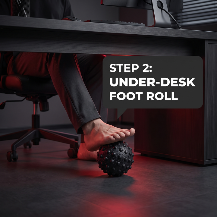 Professional TPE Massage Ball Trigger Point Ball Multi Texture Full Body Muscle Relief 50mm Yoga Fitness Home Gym Office Recovery Roller Ball - Step 2 under-desk foot roll