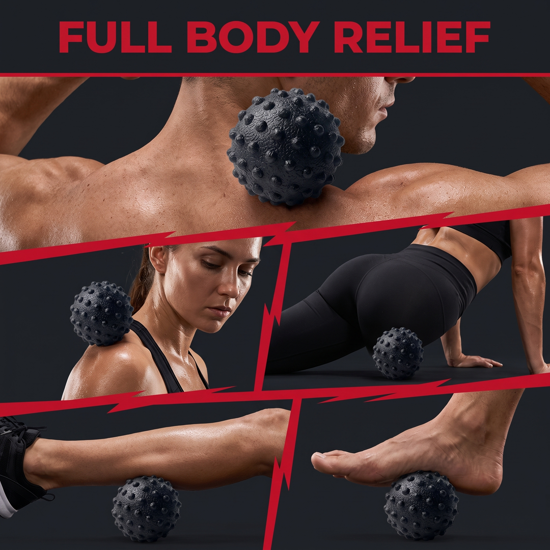 Professional TPE Massage Ball Trigger Point Ball Multi Texture Full Body Muscle Relief 50mm Yoga Fitness Home Gym Office Recovery Roller Ball - Full body relief collage