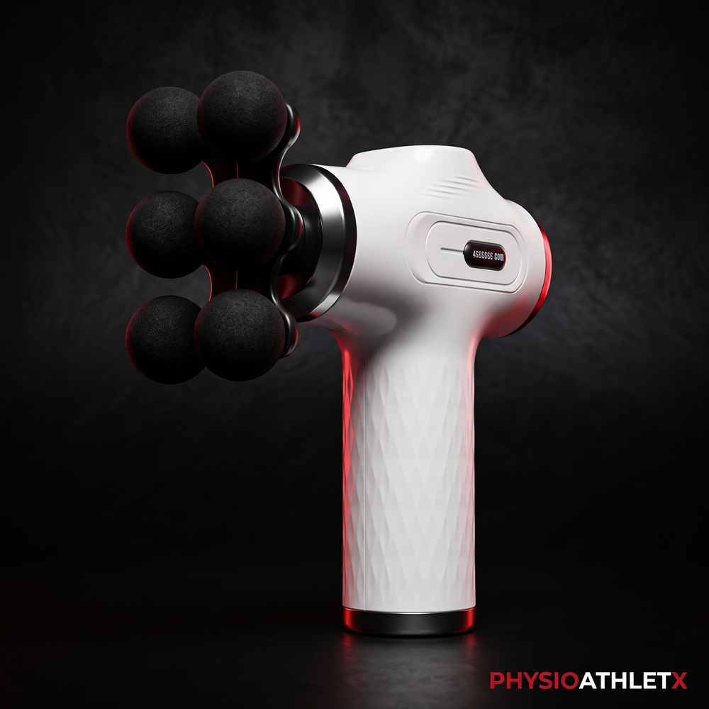 Professional Fascia Massage Gun High-Frequency Vibration Deep Tissue Muscle Relaxation Device Replaceable Heads Full Body Recovery - White