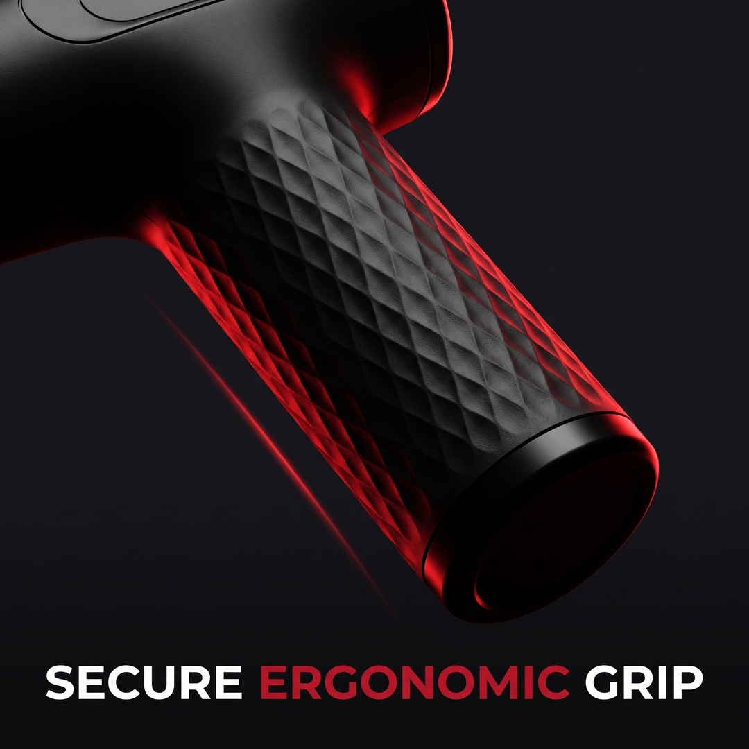 Professional Fascia Massage Gun High-Frequency Vibration Deep Tissue Muscle Relaxation Device Replaceable Heads Full Body Recovery - Ergonomic Grip Detail