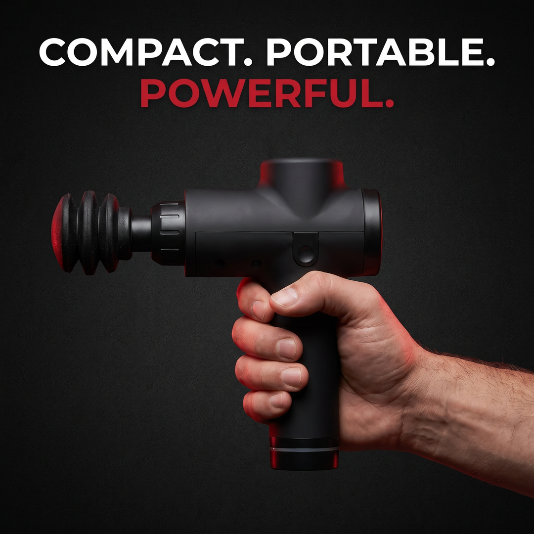 Professional Fascia Massage Gun High-Frequency Vibration Deep Tissue Muscle Relaxation Device Replaceable Heads Full Body Recovery - Size Comparison