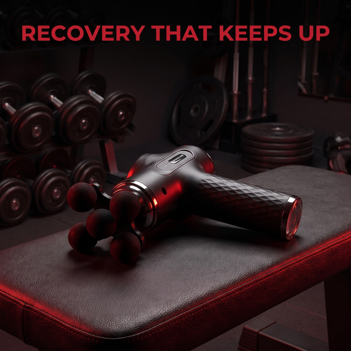Professional Fascia Massage Gun High-Frequency Vibration Deep Tissue Muscle Relaxation Device Replaceable Heads Full Body Recovery - Gym Bench Lifestyle