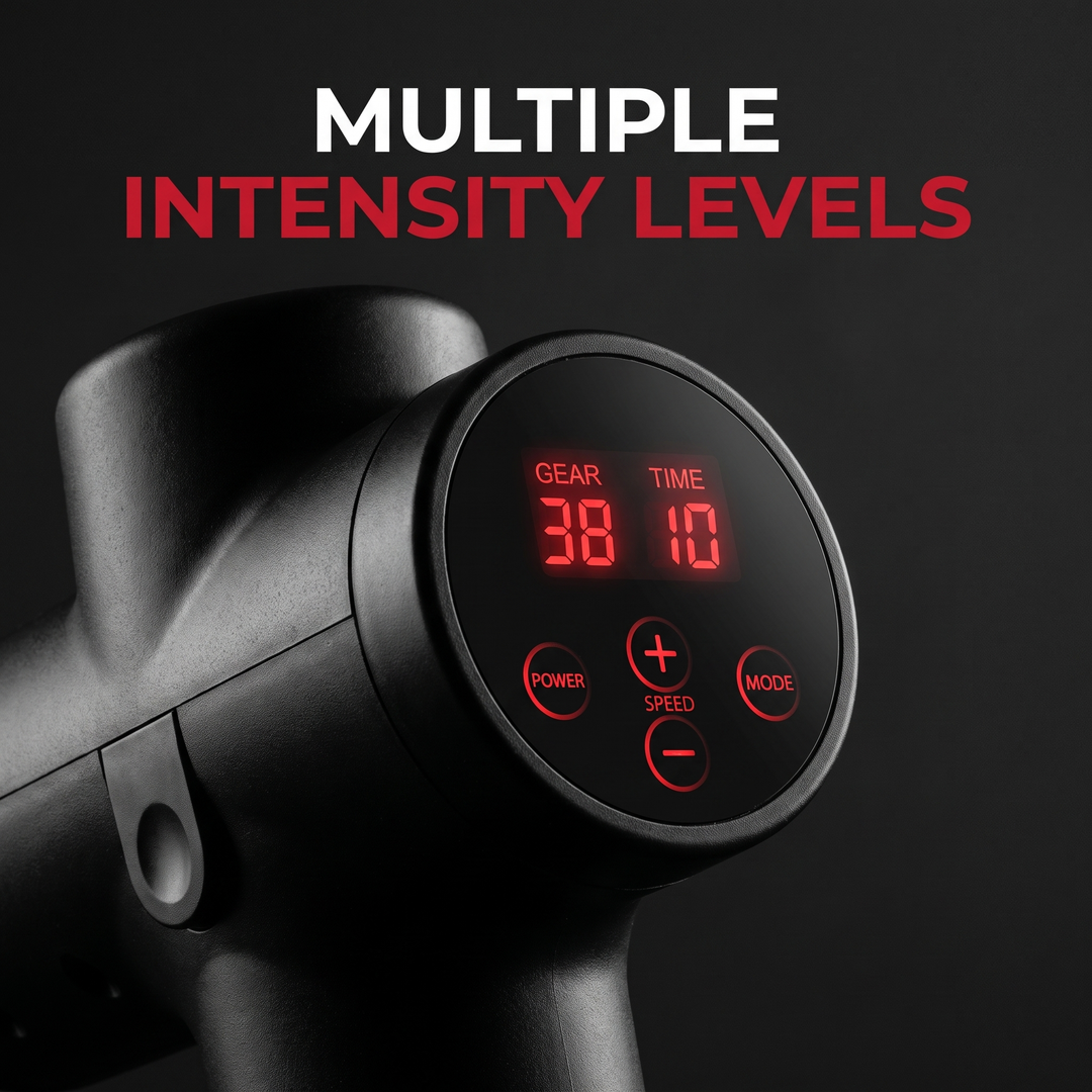 Professional Fascia Massage Gun High-Frequency Vibration Deep Tissue Muscle Relaxation Device Replaceable Heads Full Body Recovery - Control Panel Detail