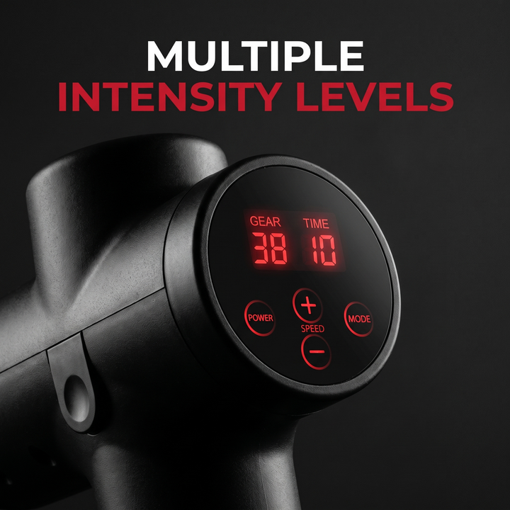 Professional Fascia Massage Gun High-Frequency Vibration Deep Tissue Muscle Relaxation Device Replaceable Heads Full Body Recovery - Control Panel Detail