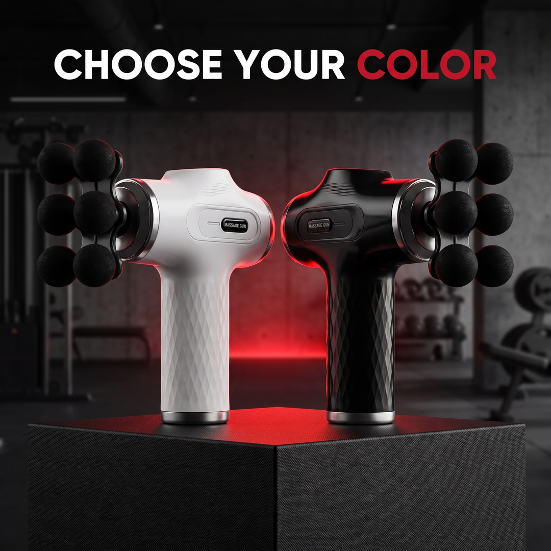 Professional Fascia Massage Gun High-Frequency Vibration Deep Tissue Muscle Relaxation Device Replaceable Heads Full Body Recovery - Color Options Black and White
