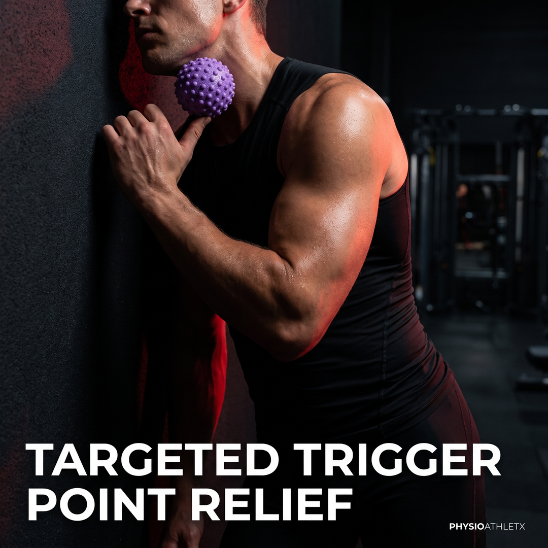 Professional Fascia Massage Ball Trigger Point Roller for Neck Shoulder Back Legs Feet Hands Muscle Relaxation Recovery Fitness - Purple In-Use Neck Massage
