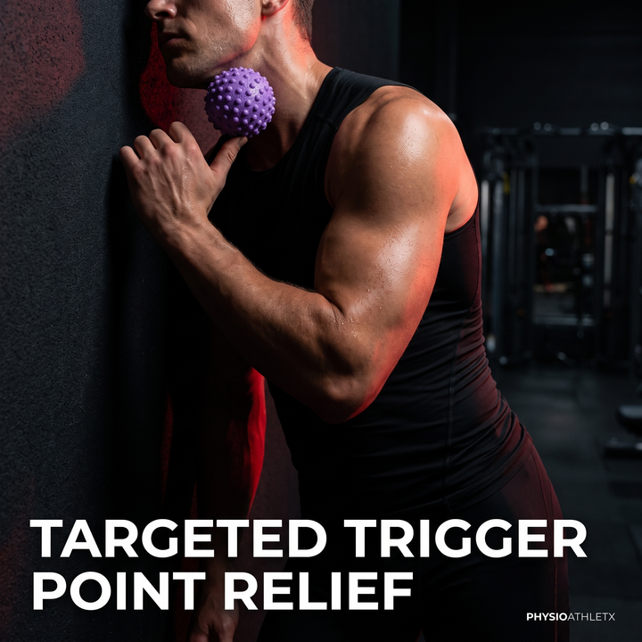 Professional Fascia Massage Ball Trigger Point Roller for Neck Shoulder Back Legs Feet Hands Muscle Relaxation Recovery Fitness - Purple In-Use Neck Massage