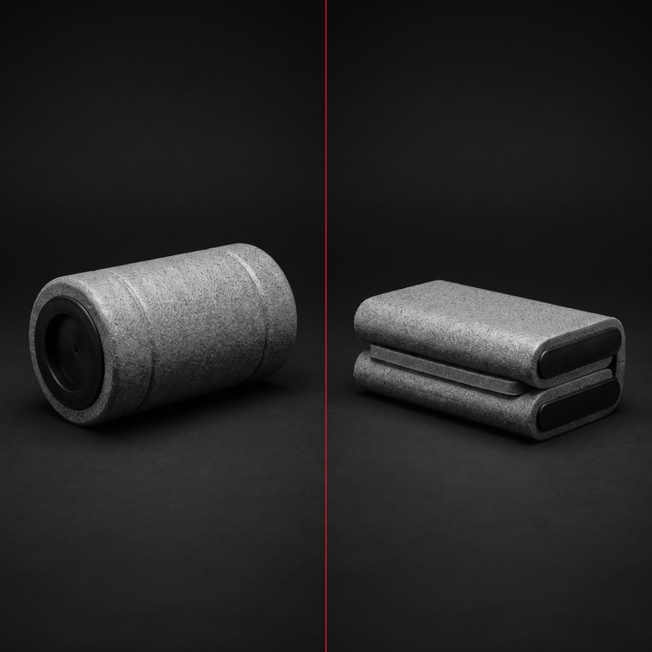 Collapsible Foam Roller - PHYSIOATHLETX - Expanded vs Folded Comparison