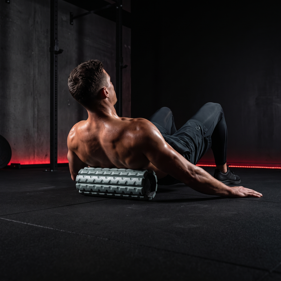 Collapsible Foam Roller - PHYSIOATHLETX - Back Muscle Recovery In Use