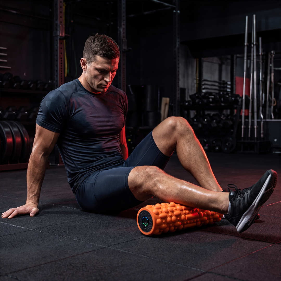 PHYSIOATHLETX Electric Vibrating Foam Roller - Orange Calf Rolling