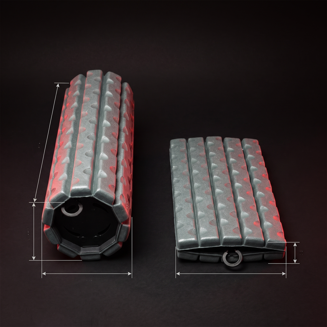 Collapsible Foam Roller - PHYSIOATHLETX - Expanded vs Folded Size Comparison
