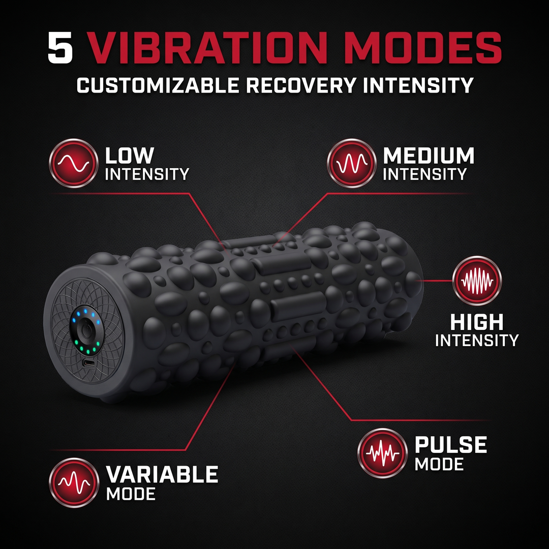 PHYSIOATHLETX Electric Vibrating Foam Roller - 5 Vibration Modes
