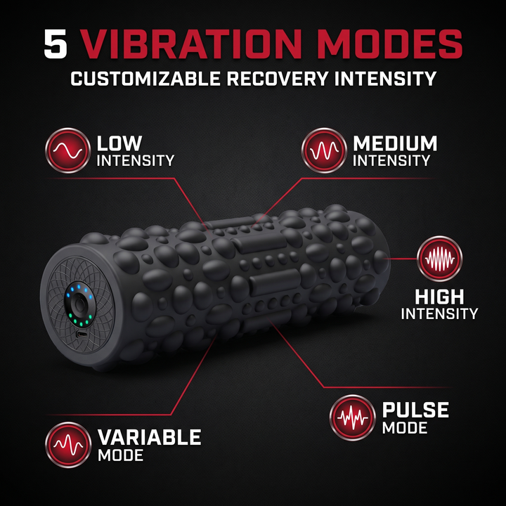 PHYSIOATHLETX Electric Vibrating Foam Roller - 5 Vibration Modes