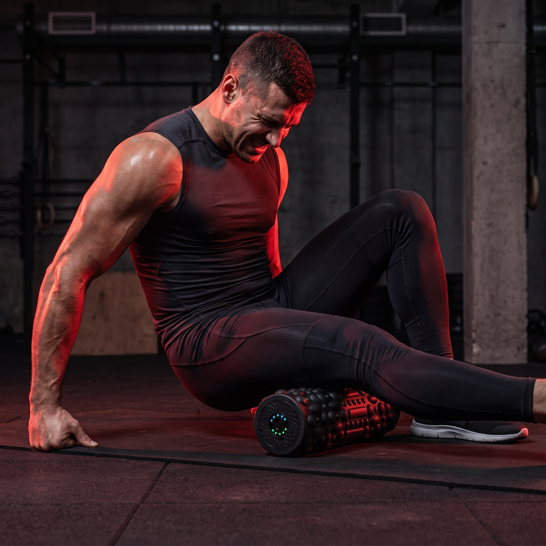 PHYSIOATHLETX Electric Vibrating Foam Roller - Black Hamstring Warm-Up