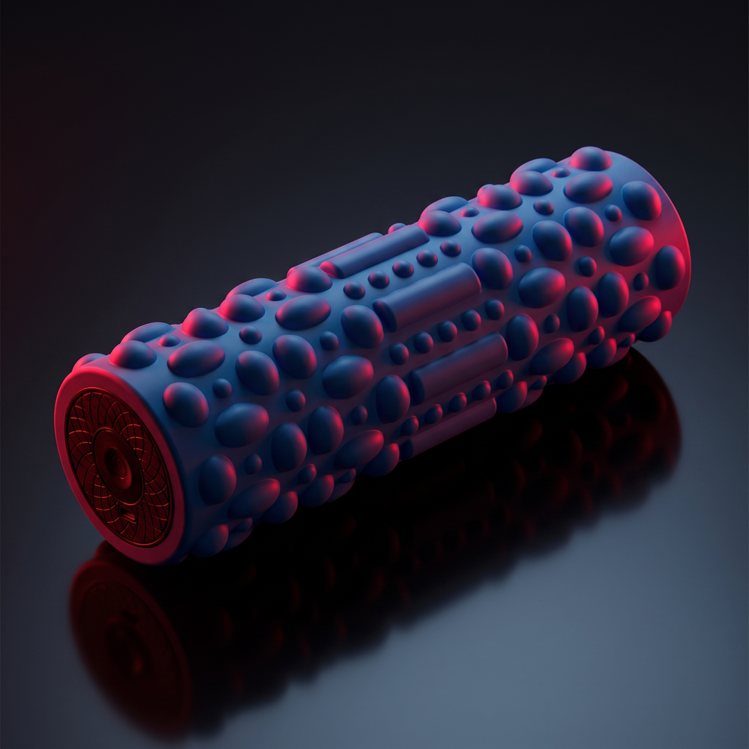 PHYSIOATHLETX Electric Vibrating Foam Roller - Blue Angled Hero