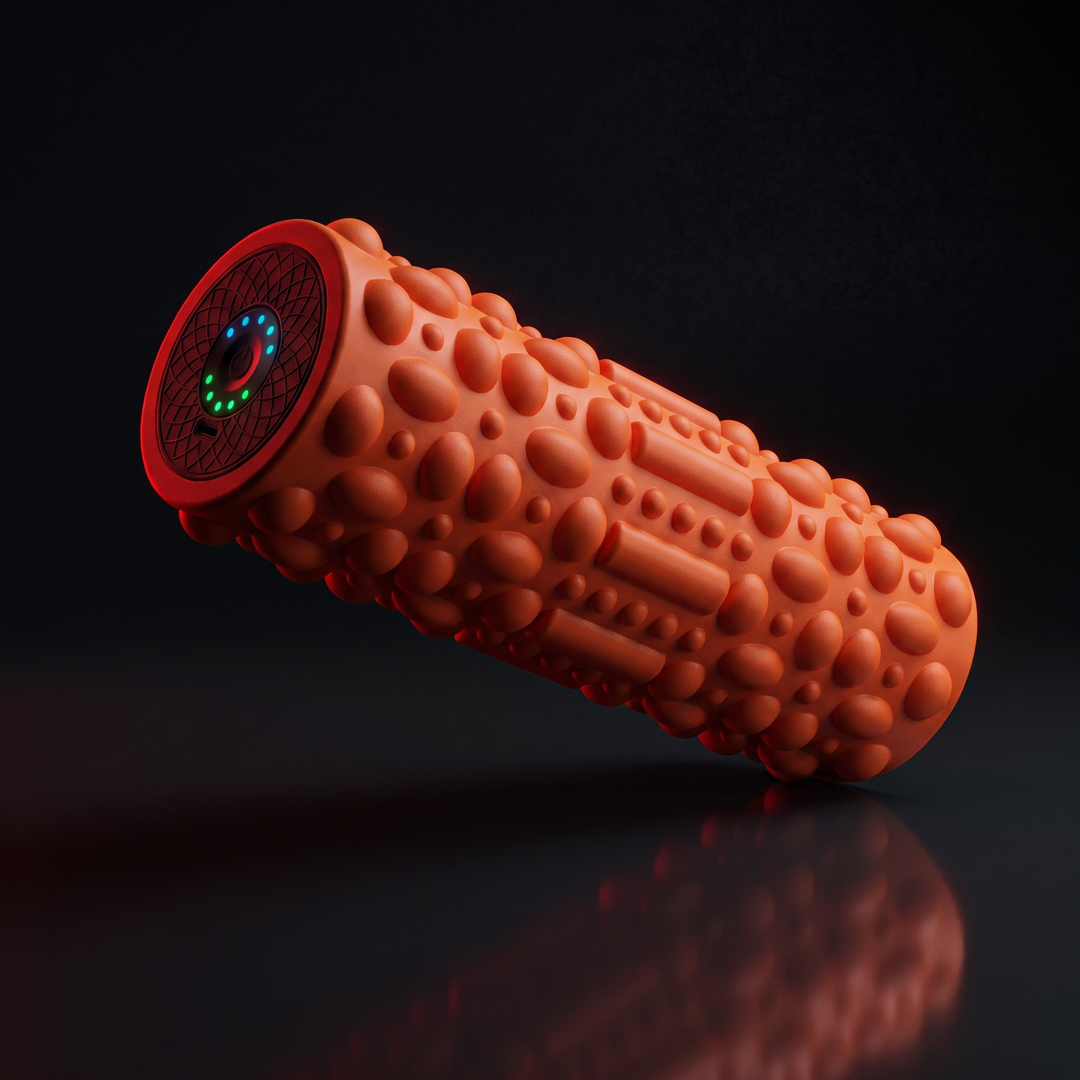 PHYSIOATHLETX Electric Vibrating Foam Roller - Orange Angled Hero