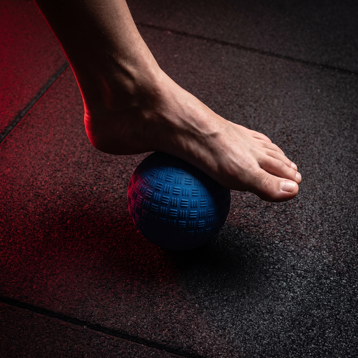 Professional Massage Lacrosse Ball - Blue Foot Rolling Top View