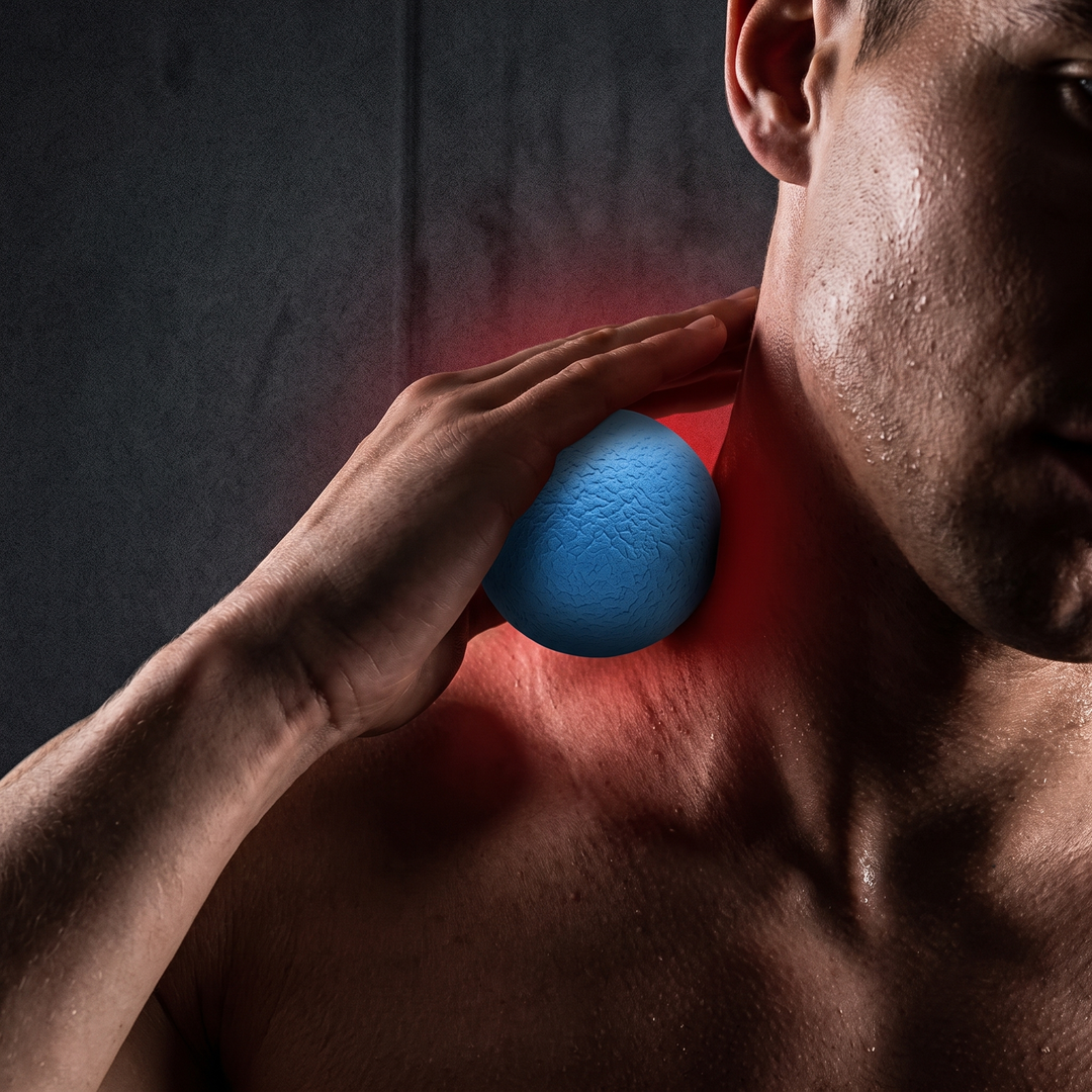 Professional Massage Lacrosse Ball - Blue Neck Close-Up