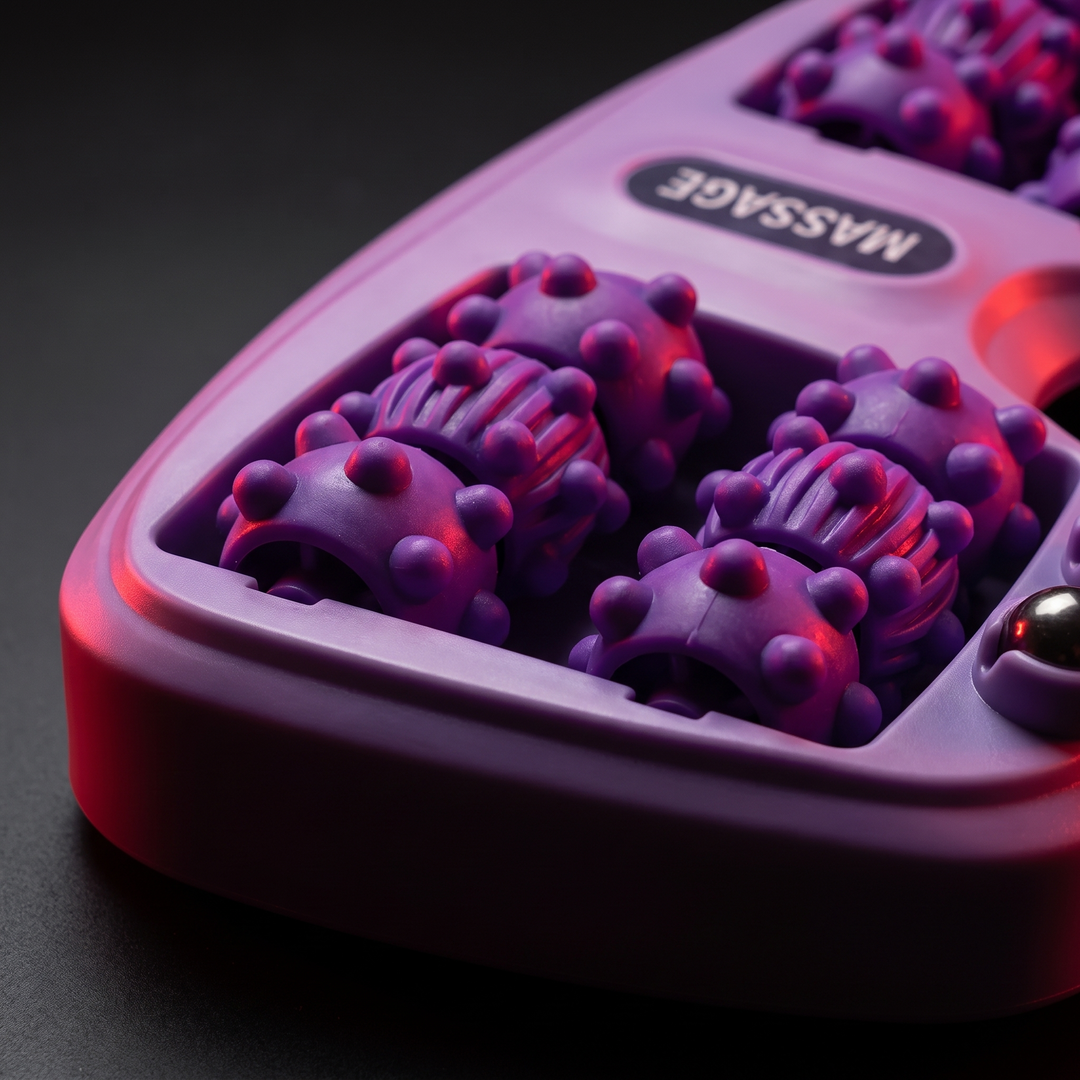 PHYSIOATHLETX Ergonomic Foot Massage Roller - purple - close-up of textured acupressure-style nodes