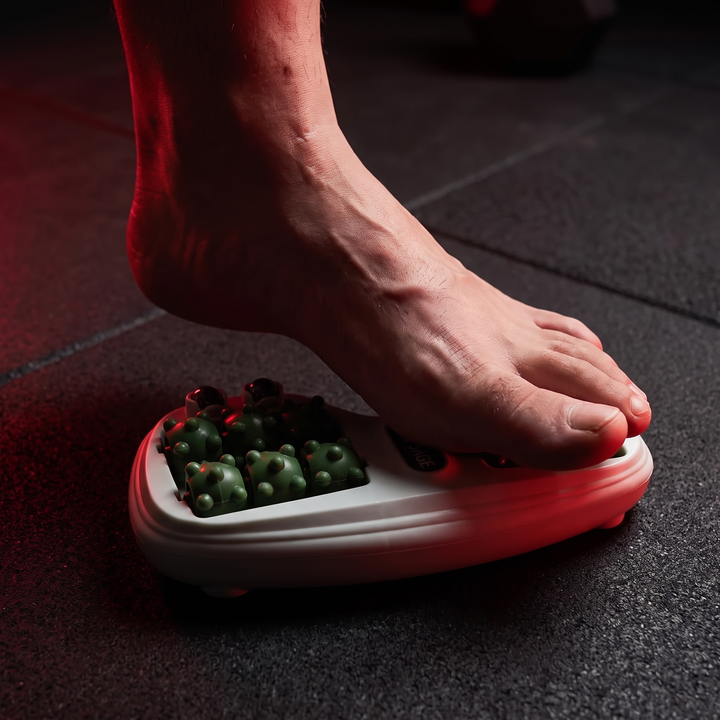 PHYSIOATHLETX Ergonomic Foot Massage Roller - green - close-up foot muscle recovery use