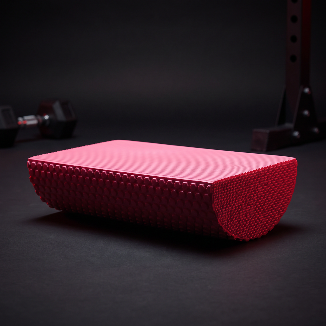 PHYSIOATHLETX Half Round Foam Roller Balance Trainer - Pink - Flat Side Up Hero