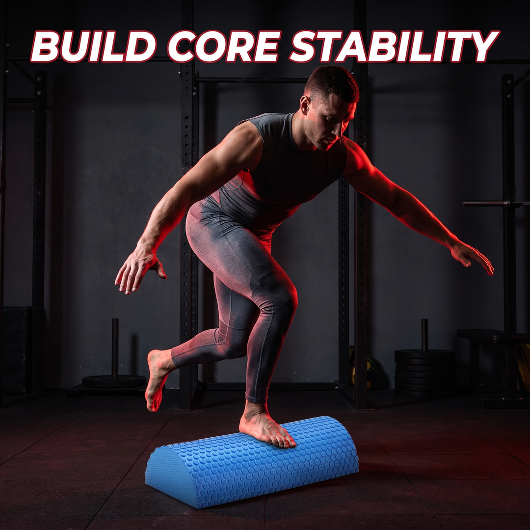 PHYSIOATHLETX Half Round Foam Roller - Blue - Standing Balance Training