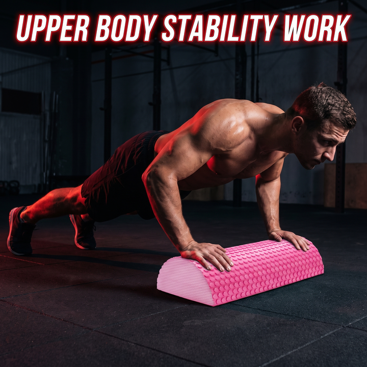 PHYSIOATHLETX Half Round Foam Roller - Pink - Plank Push-Up Stability Work